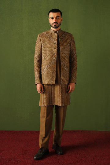 Brown Bandhgala With Kurta Set Online